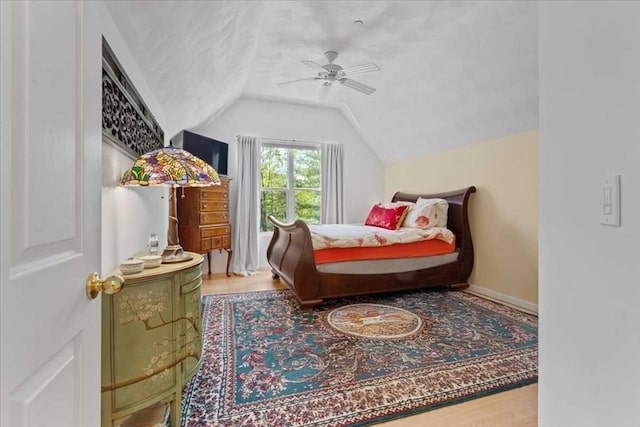8 Deer Path Unit 8, Hudson, MA 01749 - bedroom featuring lofted ceiling, wood finished floors, and ceiling fan