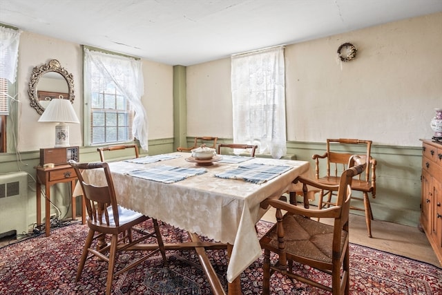 dining room with radiator heating unit