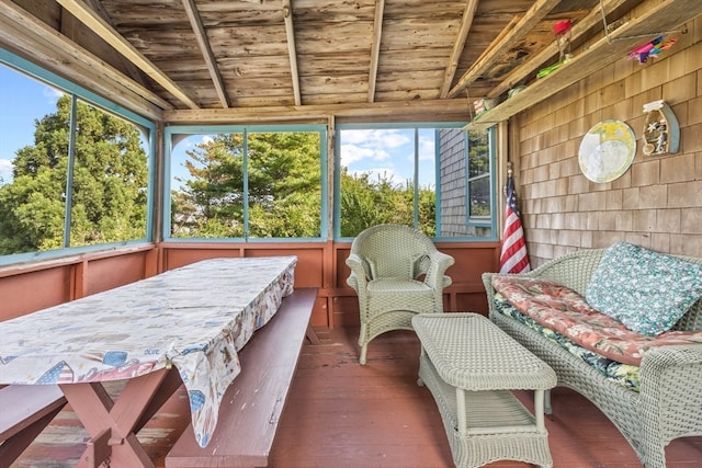 sunroom / solarium with wooden ceiling