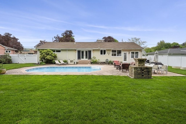 rear view of house featuring french doors, a patio area, and entry steps