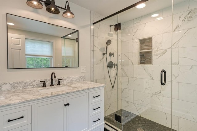 3 Alcorn Rd, Chelmsford, MA 01824 - full bath featuring vanity, a stall shower, and recessed lighting