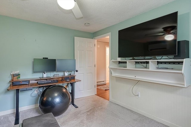 3 Alcorn Rd, Chelmsford, MA 01824 - office area featuring ceiling fan, a textured ceiling, and baseboards