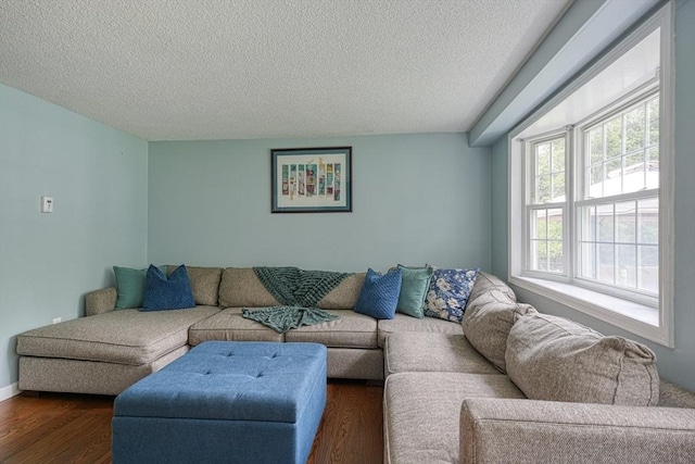 3 Alcorn Rd, Chelmsford, MA 01824 - living area featuring dark wood-style flooring, a textured ceiling, and baseboards