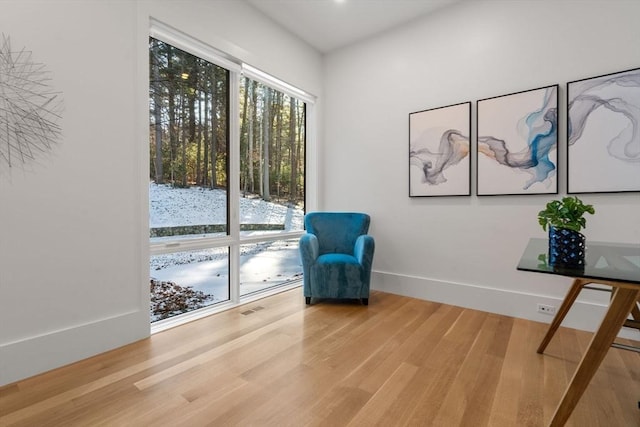 living area featuring hardwood / wood-style flooring