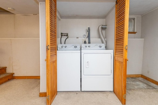 504 Mount Auburn St, Watertown, MA 02472 - laundry room with light carpet and washing machine and clothes dryer