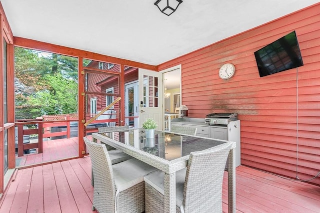 31 Alexander Rd, Hopkinton, MA 01748 - wooden deck with a grill and outdoor dining area