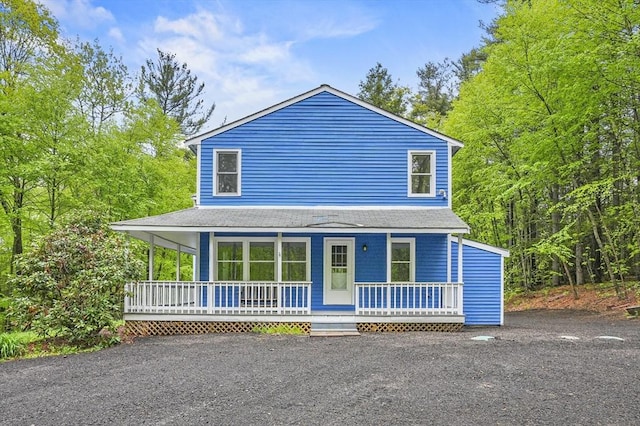 455 Main St, Rutland, MA 01543 - view of front of house with covered porch and a shingled roof