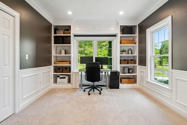 20 October Dr, Franklin, MA 02038 - office featuring a decorative wall, crown molding, carpet floors, and wainscoting