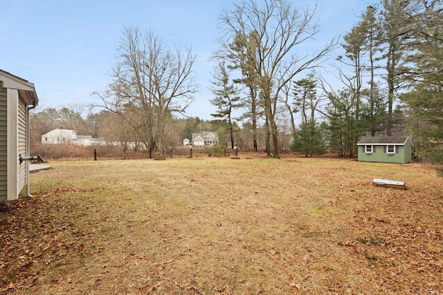 view of yard featuring an outdoor structure and a storage unit