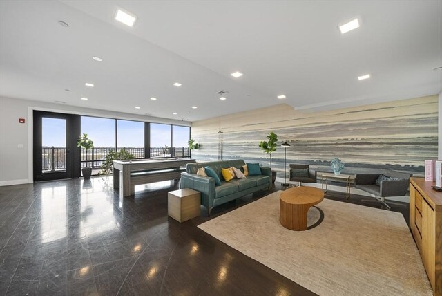 11 Walley St Unit 202, Boston, MA 02128 - common area featuring expansive windows, recessed lighting, and wallpapered walls
