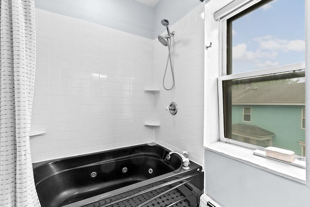 46A Cedar St Unit 2, Boston, MA 02119 - full bath featuring a combined bath / shower with jetted tub and a baseboard heating unit