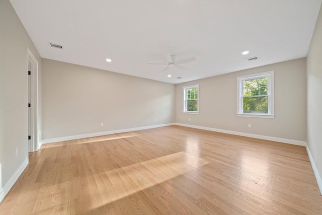56 Lake St, Braintree, MA 02184 - empty room with ceiling fan, light wood-style flooring, baseboards, and recessed lighting