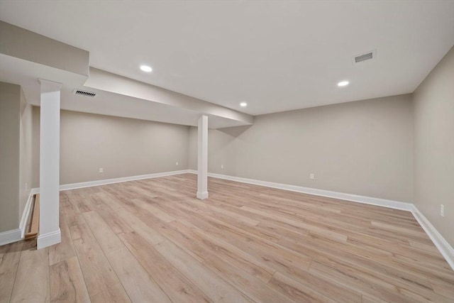 56 Lake St, Braintree, MA 02184 - finished basement featuring light wood finished floors, baseboards, and recessed lighting