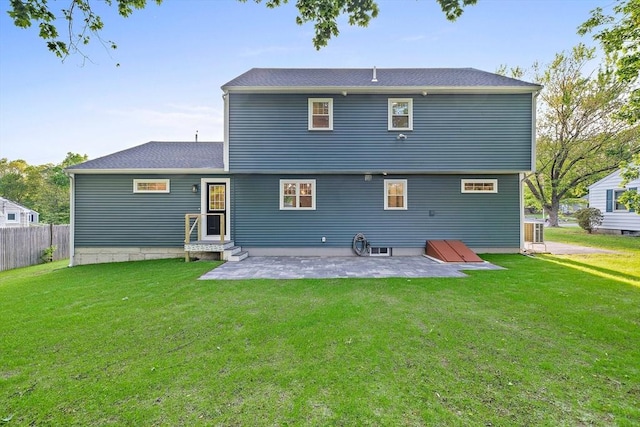 56 Lake St, Braintree, MA 02184 - back of property with a patio area and entry steps