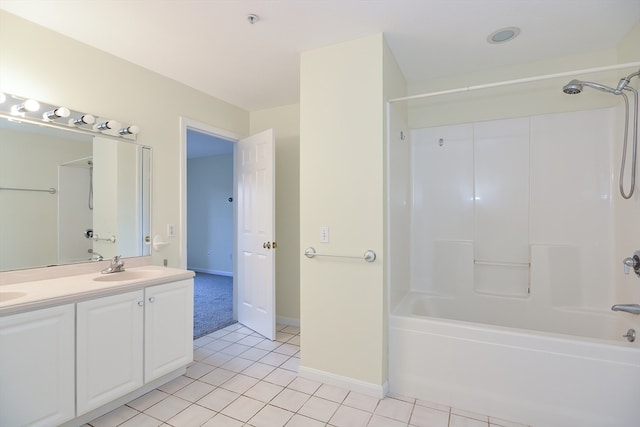 bathroom featuring vanity, shower / bathing tub combination, and tile patterned flooring