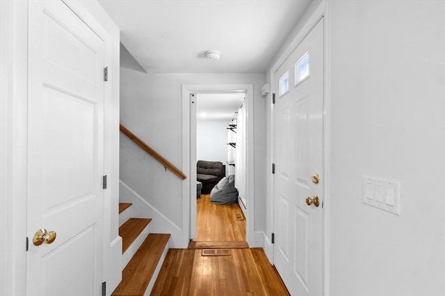 entryway featuring hardwood / wood-style flooring