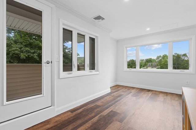 35 Des Moines Rd Unit 310, Quincy, MA 02169 - unfurnished room with ornamental molding, dark wood finished floors, and recessed lighting