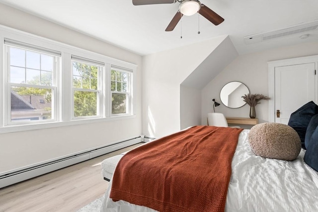3 Regent Cir Unit 3, Boston, MA 02130 - bedroom with a baseboard heating unit, wood finished floors, and a ceiling fan