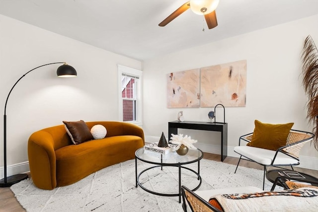 3 Regent Cir Unit 3, Boston, MA 02130 - living room featuring baseboards, a ceiling fan, and light wood finished floors
