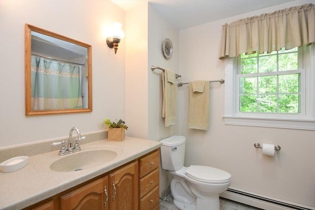 33 Rockmeadow Rd, Uxbridge, MA 01569 - bathroom featuring baseboard heating, vanity, and toilet