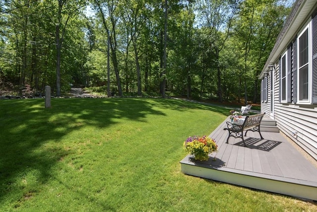 33 Rockmeadow Rd, Uxbridge, MA 01569 - view of grassy yard with a wooden deck