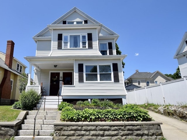 419-421 Court St, New Bedford, MA 02740 - traditional style home with covered porch