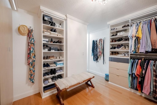 walk in closet featuring hardwood / wood-style flooring