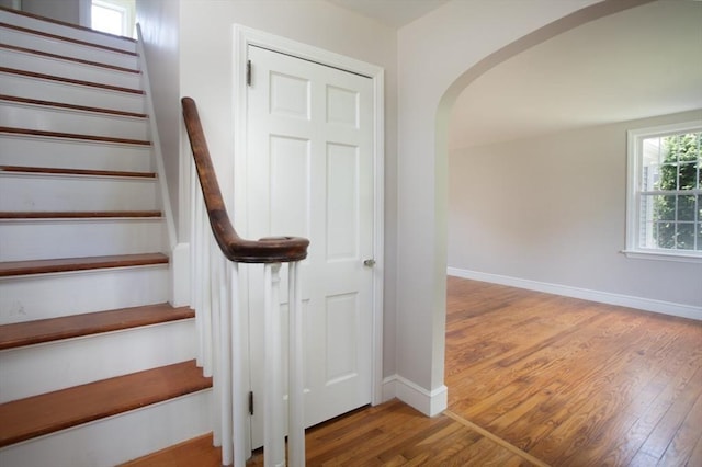 329 Read St, Somerset, MA 02726 - stairs featuring wood finished floors and arched walkways