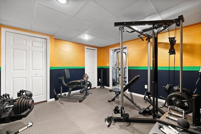 1 Eleanor Dr, Wilmington, MA 01887 - workout area with a paneled ceiling and baseboards