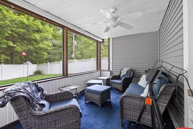 1 Eleanor Dr, Wilmington, MA 01887 - sunroom / solarium featuring an outdoor living space and a ceiling fan