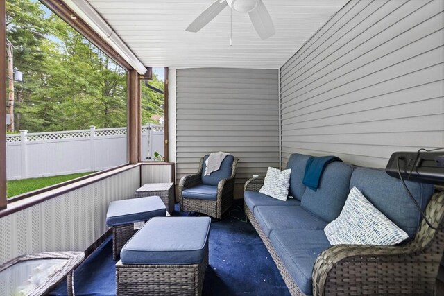 1 Eleanor Dr, Wilmington, MA 01887 - sunroom with a ceiling fan and an outdoor living space