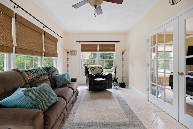 1 Eleanor Dr, Wilmington, MA 01887 - living room featuring french doors and ceiling fan