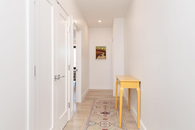 hall featuring light wood-type flooring