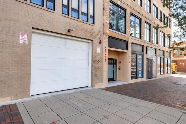 exterior space with a garage