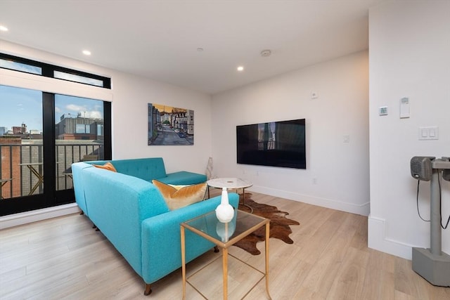 living room featuring light hardwood / wood-style flooring