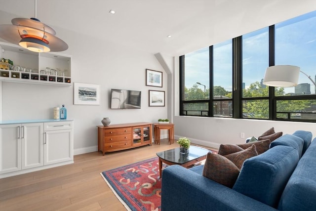100 Shawmut Ave Unit 202, Boston, MA 02118 - living area with baseboards, light wood-type flooring, and recessed lighting
