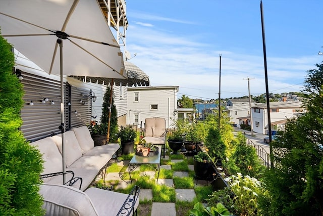 exterior space with an outdoor hangout area