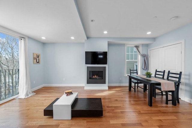 living room with light wood-type flooring