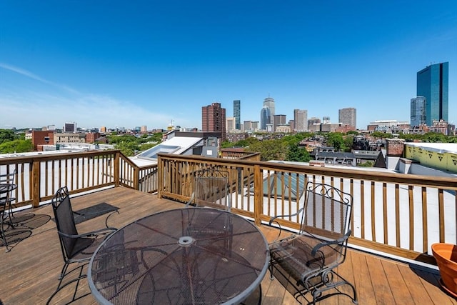 1411 Washington St Unit 7, Boston, MA 02118 - wooden terrace featuring a skyline view and outdoor dining space