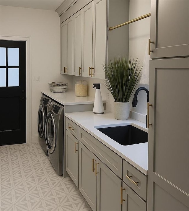 52 Round Farm Rd, Rehoboth, MA 02769 - laundry room with cabinet space, washing machine and clothes dryer, light flooring, and baseboards