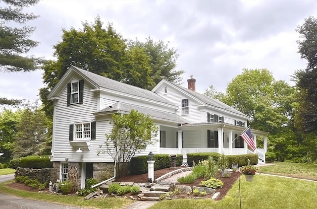 148 Scantic Rd, Hampden, MA 01036 - view of front facade featuring covered porch and a front yard