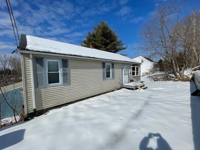 view of snow covered exterior