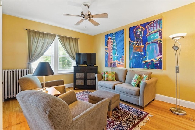 6-R Hazel Ter Unit 6, Salem, MA 01970 - living room featuring radiator, wood finished floors, and ceiling fan
