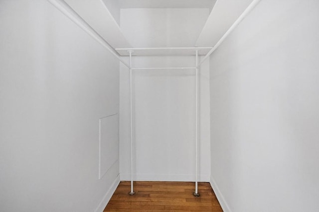 walk in closet with hardwood / wood-style flooring