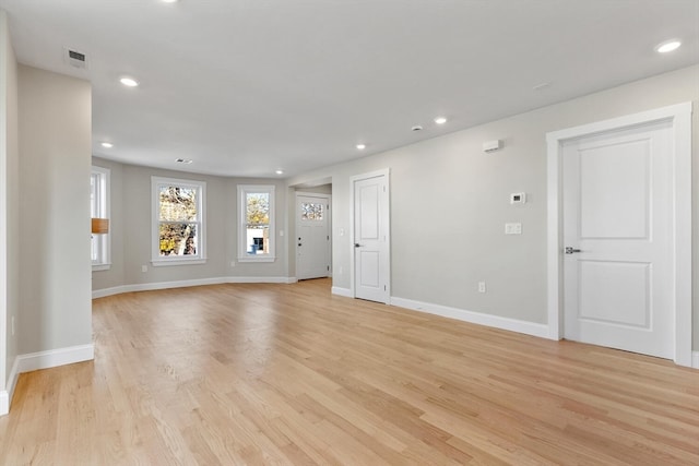 unfurnished living room featuring light hardwood / wood-style floors