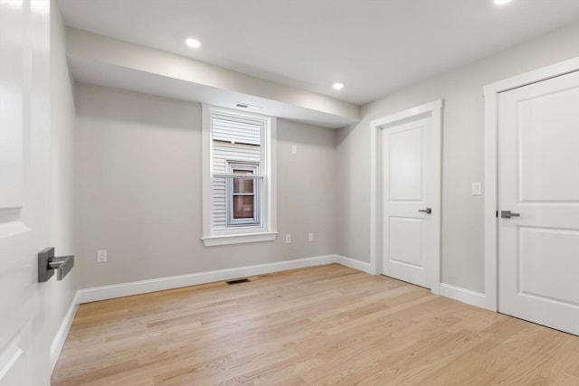 interior space with light hardwood / wood-style flooring