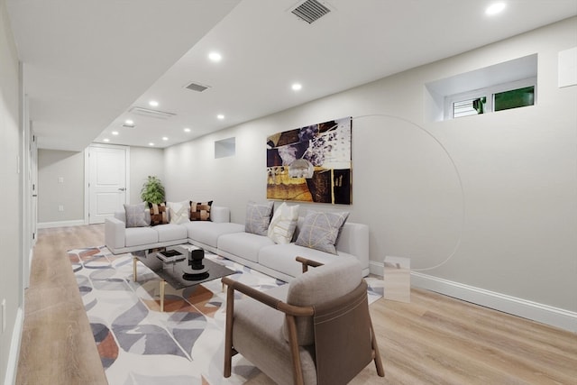 living room featuring light hardwood / wood-style floors