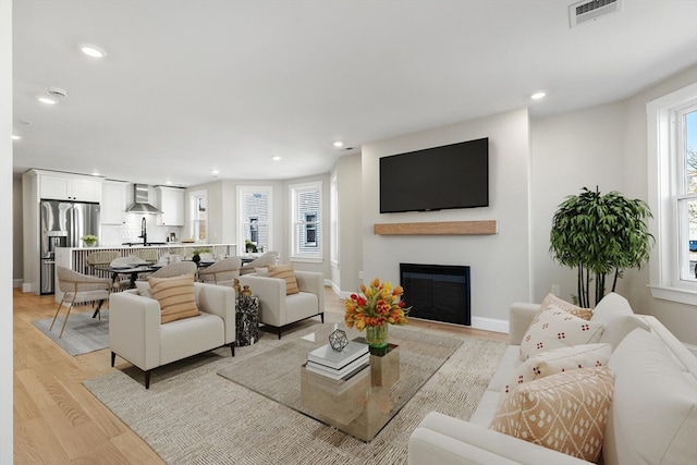 living room featuring light hardwood / wood-style flooring