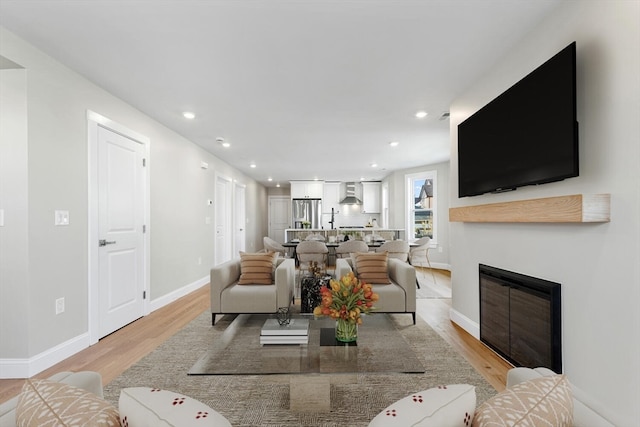 living room featuring light hardwood / wood-style flooring