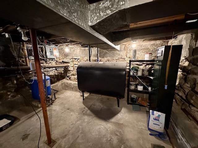 unfinished basement with heating fuel